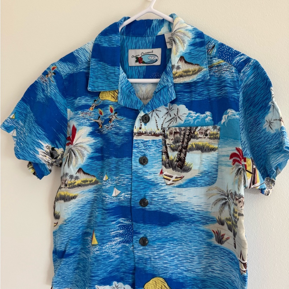 Ocean Current Blue Floral Shirt